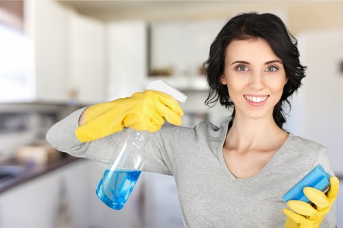 Cleaner using safe manual handling and hazard controls